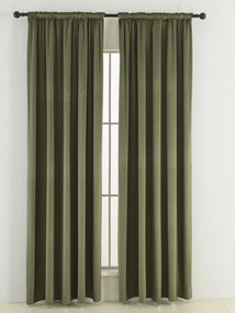 Zamatové zatemňovacie závesy Cesar olivové - 140 x 160 cm (2ks) - riasiaca stuha