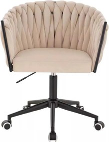 LuxuryForm DESIGN Stolička NORDEN VELUR na čiernej podstave s kolieskami - krémová