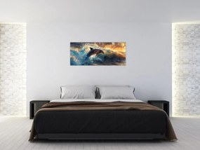 Obraz - Delfín, ilustrácie (120x50 cm)