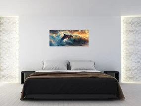 Obraz - Delfín, ilustrácie (120x50 cm)