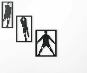 drevko 3-dielny drevený obraz Futbalista Rozmer obrazu: 65 x 65 cm, Farba dekorácie: Čierna