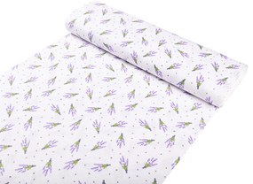 Biante Detské bavlnené posteľné obliečky do postieľky Sandra SA-301 Malé zväzky levandúľ na bielom Do postieľky 90x140 a 50x70 cm