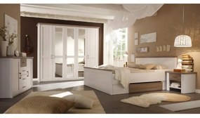 Manželská posteľ 180 cm Dawa (ul. priestor + 2ks stolík) (biela + dub sonoma). Vlastná spoľahlivá doprava až k Vám domov. 808163