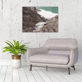 Sklenený obraz - Cesta k smaragdovému moru (70x50 cm)
