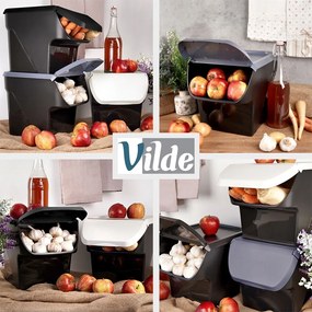 VILDE Úložný box na zemiaky a cibuľu s vetraním, VEGBOX sivý (14l - 10kg zemiakov)
