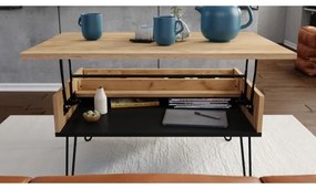 Konferenčný stôl so zdvíhacou doskou a poličkou HALIJA dub craft/čierna