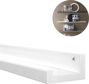Nástenná polica na obrazy FOTOPLANK 120 cm, biela