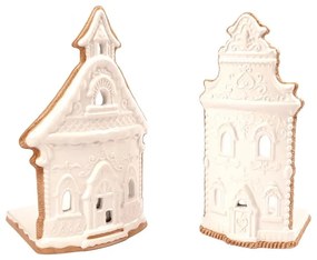 Porcelánové svietniky v súprave 2 ks Gingerbread House - Ego Dekor