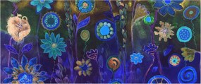 Obraz tmavomodrých kvetov (120x50 cm)
