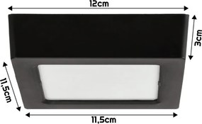 BERGE Štvorcový LED panel čierny - prisadený - 6W - PC - neutrálna biela