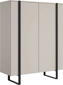Vysoká komoda Verica 120 cm s dvoma dverami - kašmír / čierne nohy