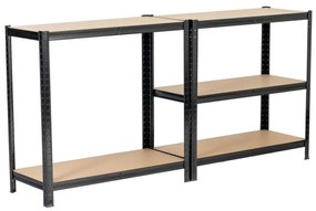 Set 2 kovových regálov 80x40x180 cm čierny