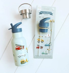 A Little Lovely Company - uzáver, kefka a slamka k antikorovej fľaši - vozidlá