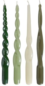 TWISTED Sada sviečok 4 ks 29 cm - zelená