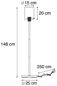Dizajnová stojaca lampa čierna s dymovým sklom - Dome