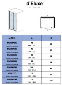 D‘Eluxe - SPRCHOVÉ DVERE - Sprchové dvere BIFOLD MW44 70-120xcm sprchové dvere skladacie číre 6 chróm univerzálna - ľavá/pravá spúšťania a zdvíhania 110 195 110x195 97