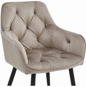 Set dvoch jedálenských stoličiek JORK zamatové, tmavobéžové (čierne nohy) 2 ks