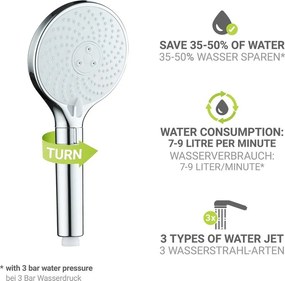 Plastová sprchová hlavica v lesklej striebornej farbe ø 12 cm Water Saving – Wenko