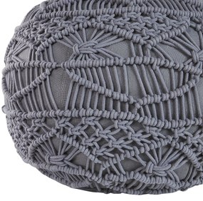 Bavlnená makramé taburetka ⌀ 40 cm sivá KAYSERI Beliani