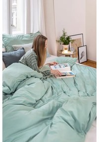 Zelené obliečky na dvojlôžko z mikrosaténu 200x200 cm Basic – Bonami Essentials