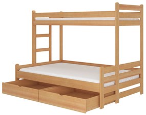 Poschodová posteľ pre 3 deti Blanka, 200x90cm, buk