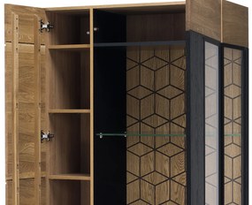 Vitrína Mosaic 12 95 cm z masivu dub medový/černá