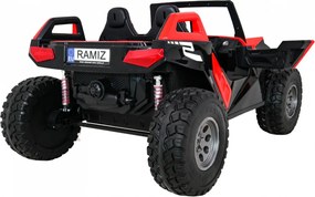 Ramiz Clash batériový kočík pre 2 deti Červený + diaľkové ovládanie + pohon 4x4 + nastavenie sedadla + rádio MP3 + LED