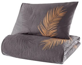 Sivá prikrývka cez posteľ s obliečkou na vankúš z ranforce bavlny Mijolnir Olivia, 180 x 225 cm