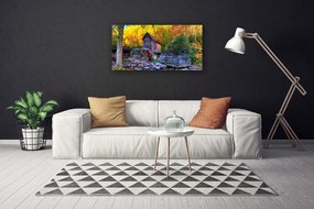 Obraz Canvas Vodné mlyn jesenné les 120x60 cm