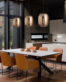 Toolight - Sklenená závesná lampa Jantár APP567-1CP 1xE27, čierna-šedá, OSW-08754