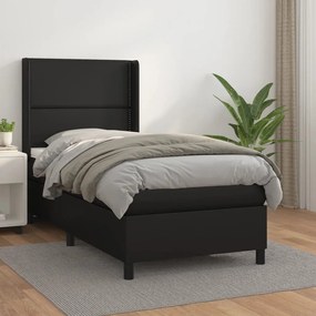 Boxspring posteľ s matracom čierna 90x200 cm umelá koža 3132417