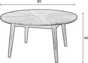 Čierny okrúhly konferenčný stolík v dekore duba ø 80 cm Fabio – White Label