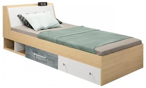 Detská posteľ Brikuf BI12 L / P, Farba:: dub / biela + betón