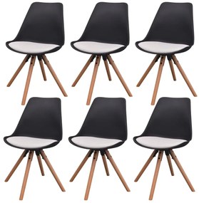 Jedálenské stoličky 6 ks, čierno biele, umelá koža 274591