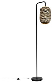 Orientálna stojaca lampa bambusová s čiernou - Yvonne