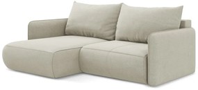 Krémovobiela rozkladacia/s úložným priestorom rohová pohovka (ľavý roh) Nanea – Makamii