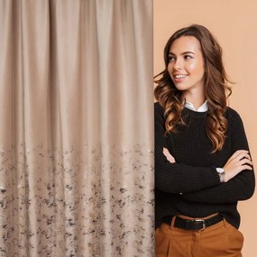 Dekorstudio Zamatový záves MARIELA zdobený jemnou potlačou vetvičiek - béžový