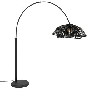 Orientálna oblúková lampa čierna bambusová - Pua