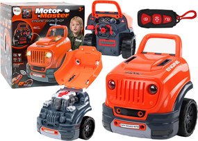 LEAN Toys Súprava pre domáceho majstra na rozoberanie automobilových motorov, oranžová