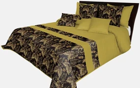 Kvalitný prehoz krásnej horčicovej farbe s rastlinným motívom Šírka: 170 cm | Dĺžka: 210 cm