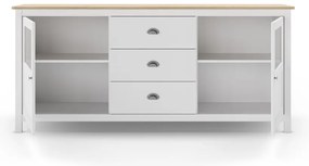 Biela nízka komoda z borovicového dreva 180x80 cm Misti – Marckeric