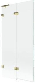 Mexen Lunar L, 2-krídlová vaňová zástena ľavá 90 x 150 cm, číre sklo, zlatá lesklá, 897L-090-100-50-00-L