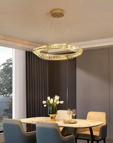 Křišťálový závěsný LED lustr APP1202-CP 78 cm zlatý/neutrální bílá