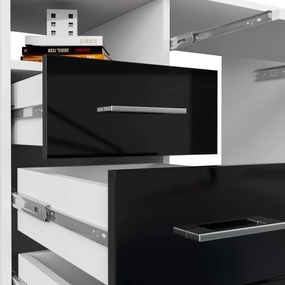 Volně stojící psací stůl Ana 124 cm bílý/černý lesk