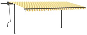 Ručne zaťahovacia markíza s LED 5x3 m žltá a biela 3070183