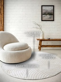 ELLE Decoration, Kusový koberec New York 106203 White kruh, 160x160 (priemer) kruh, biela, chodba / predsieň