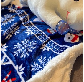 Vianočná tmavomodrá baránková deka z mikroplyšu FROSTY Rozmer: 200 x 220 cm