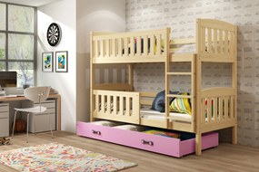 Interbeds Poschodová posteľ Kubus prírodná so šuplíkom190cm x 90cm - ružová