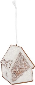Závesná dekorácia zasnežená perníková chalúpka Frosted Ginger - 9*1*10 cm