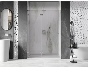 Mexen, Mexen Lunar ľavé otočné sprchové dvere 135 cm, transparentné, brúsený nikel - 834-135-000-97-00-L